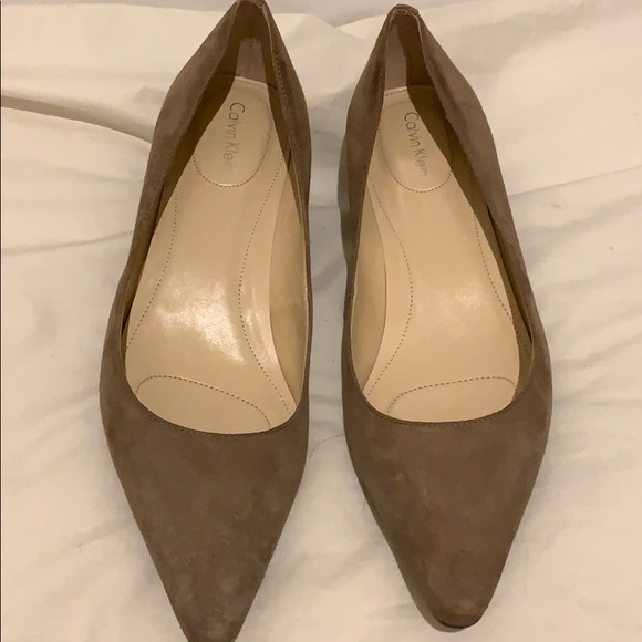 Calvin Klein | Shoes | Calvin Klein Kitten Heel Suede Pumps | Poshmark